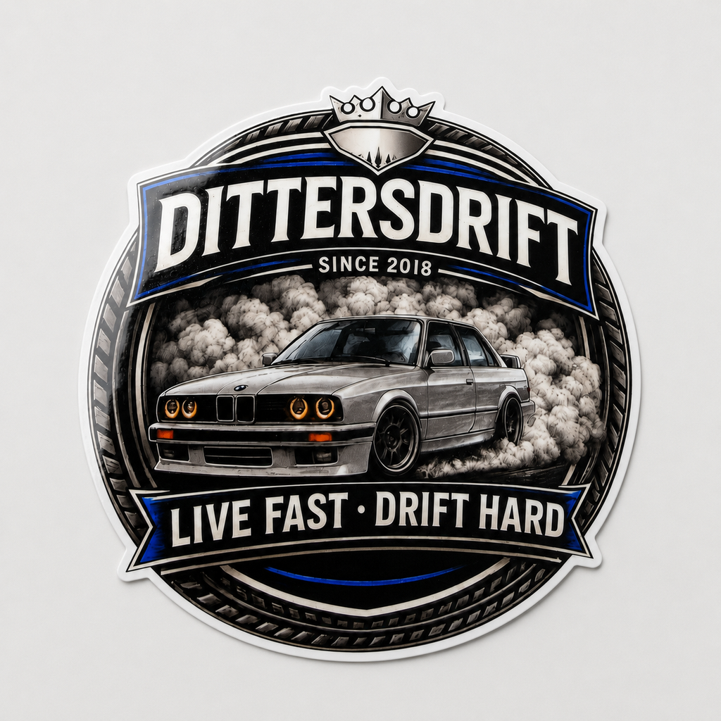 DITTERSDRIFT T-Shirt „Live Fast – Drift Hard“ White Edition